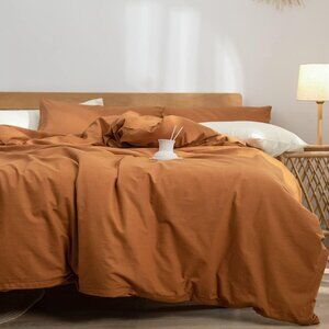 100% Washed Cotton Duvet Cover Set Super Soft Breathable Comfy Natural Linen Lik